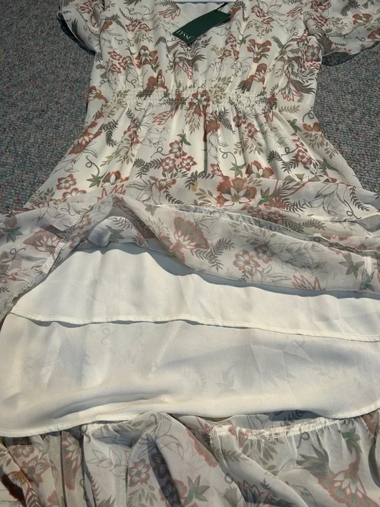 Lysse Cream Midi Dress with Rust and Sage Floral Print - Picture 4 of 9